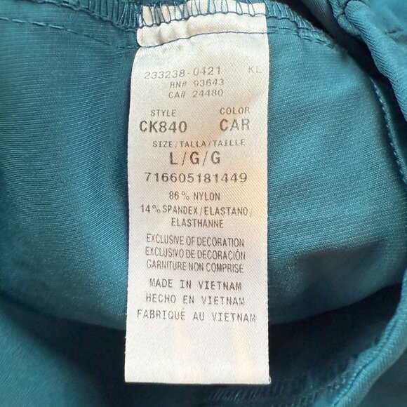 Form By Cherokee Womens V-Neck Scrub Top Size L Teal 360° Stretch With Pockets - Picture 4 of 6